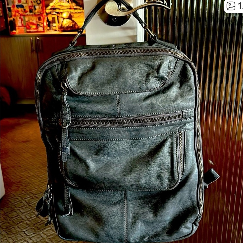 Free People distressed Grey Leather Backpack